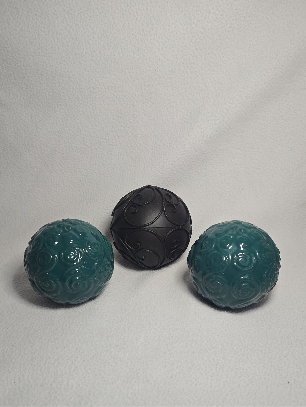 Set of 3 Decorative Teal and Black Accent Spheres